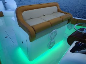 bench seat with neon lights